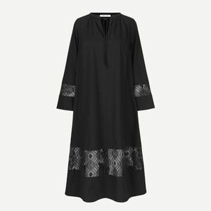 Samsoe | Sahell Black Lace Organic Cotton Midi Dress XS Oversized